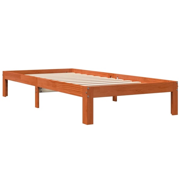vidaXL Sengeramme uten madrass voksbrun 90x190 cm heltre furu