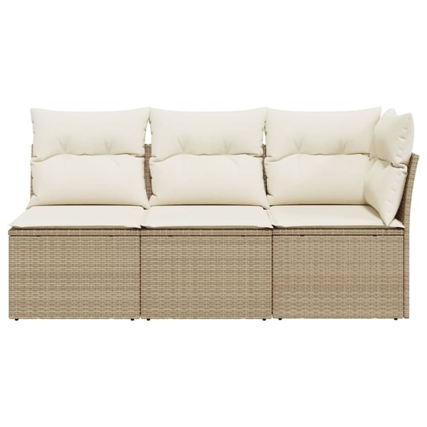 vidaXL 3-personers havesofa med hynder polyrattan beige