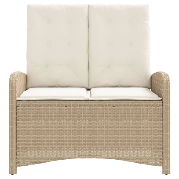 vidaXL havebænk med hynder og lænefunktion polyrattan beige