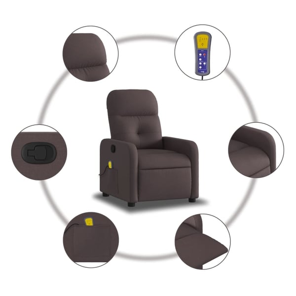 vidaXL Massagefåtölj mörkbrun tyg