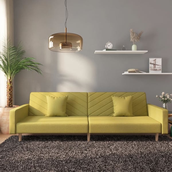 vidaXL 2-personers sovesofa med 2 puder stof grøn