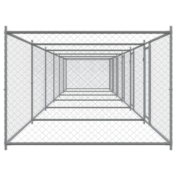 vidaXL Koiranhäkki ovilla harmaa 12x2x1,5 m galvanoitu teräs