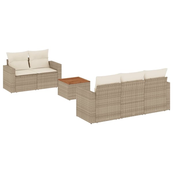 vidaXL sofasæt til haven 6 dele med hynder polyrattan beige