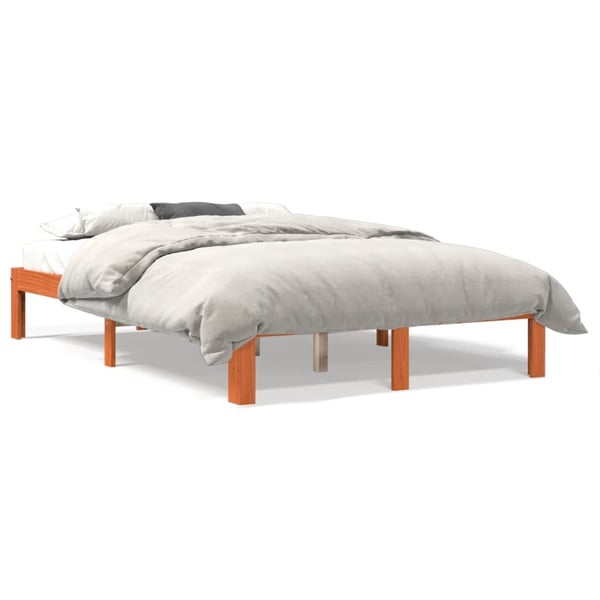 vidaXL Sengeramme uten madrass voksbrun 140x200 cm heltre furu