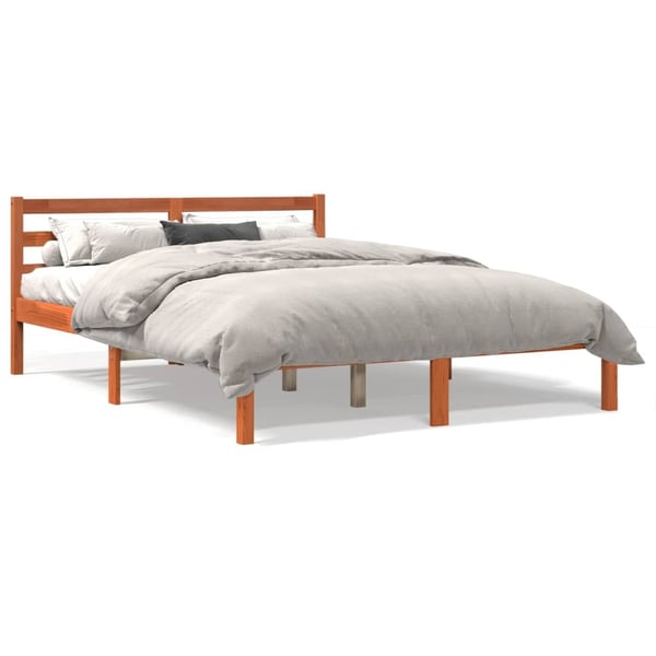 vidaXL Sengeramme uten madrass voksbrun 120x190 cm heltre furu