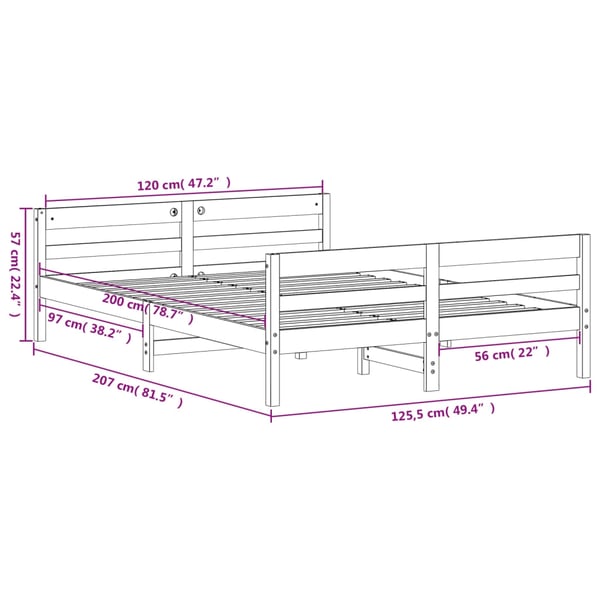 vidaXL Sengeramme uten madrass 120x200 cm heltre furu