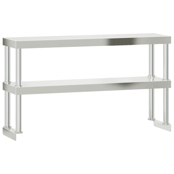 vidaXL køkkenbord med tophylde 110x55x150 cm rustfrit stål