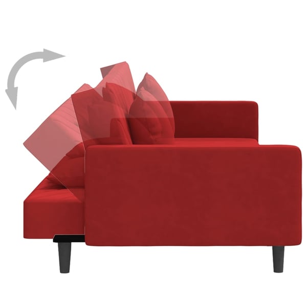 vidaXL 2-personers sovesofa med 2 puder fløjl vinrød