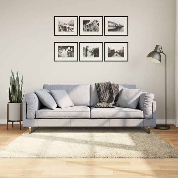 vidaXL shaggy gulvtæppe PAMPLONA 160x160 cm høj luv guldfarvet