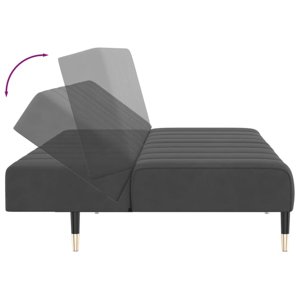 vidaXL Bäddsoffa 2-sits mörkgrå sammet
