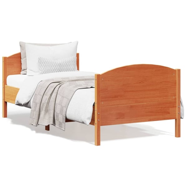 vidaXL Sengeramme uten madrass voksbrun 75x190 cm heltre furu