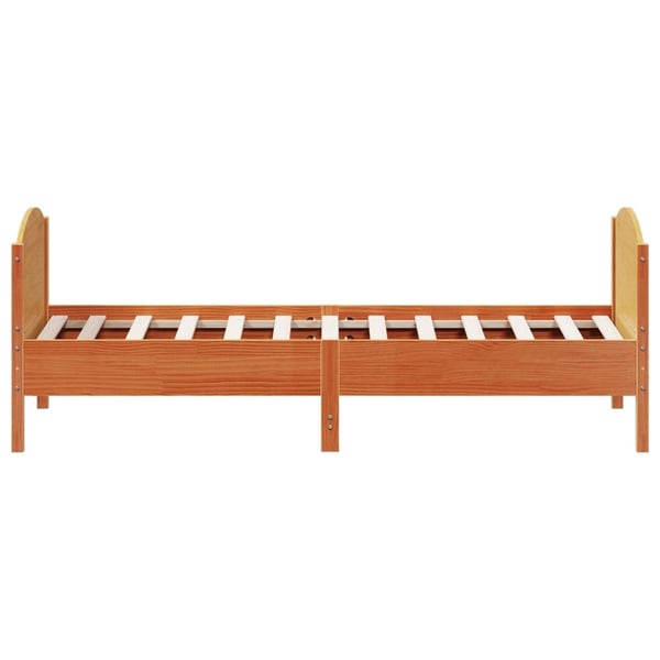 vidaXL Sengeramme uten madrass voksbrun 75x190 cm heltre furu