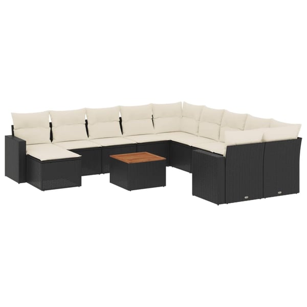 vidaXL Loungegrupp med dynor 12 delar svart konstrotting