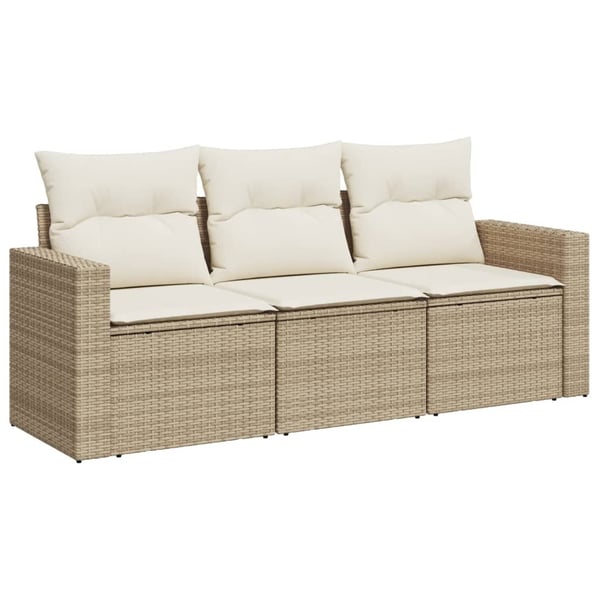 vidaXL sofasæt til haven 3 dele med hynder polyrattan beige