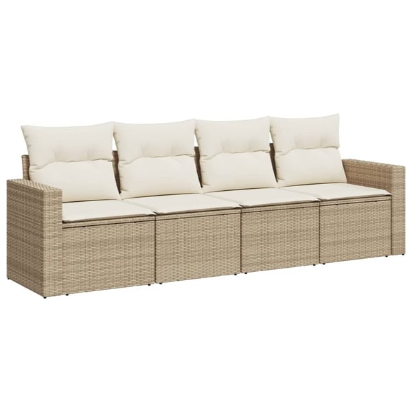 vidaXL sofasæt til haven 4 dele med hynder polyrattan beige