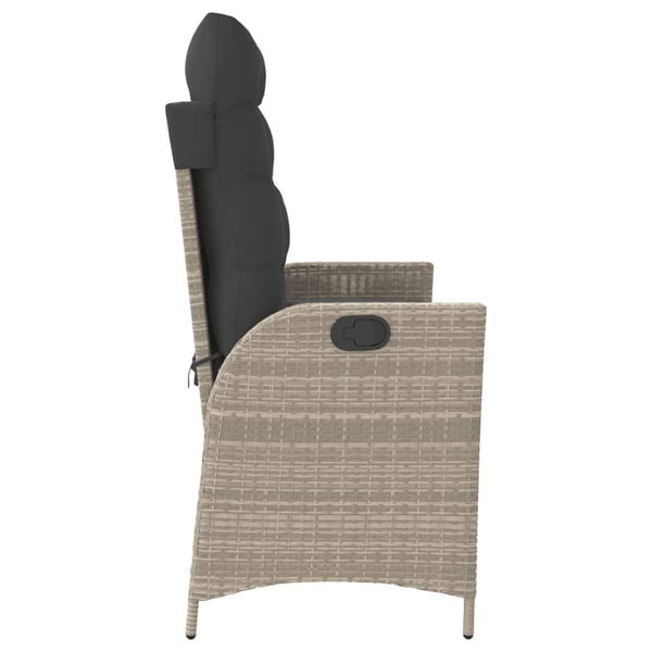 vidaXL havebænk med hynder og lænefunktion polyrattan lysegrå