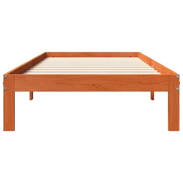 vidaXL Sengeramme uten madrass voksbrun 75x190 cm heltre furu