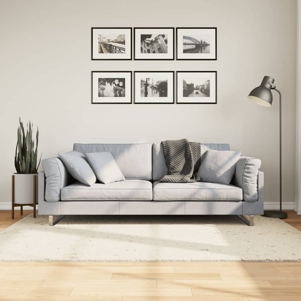 vidaXL shaggy gulvtæppe PAMPLONA 140x200 cm høj luv cremefarvet