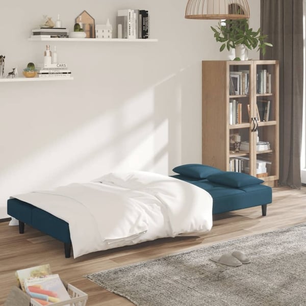 vidaXL 2-personers sovesofa med 2 puder fløjl blå
