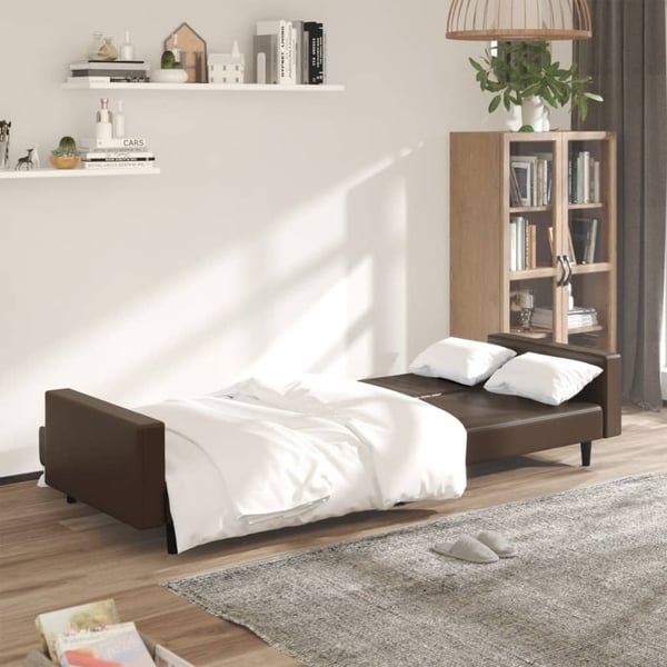 vidaXL 2-personers sovesofa kunstlæder brun