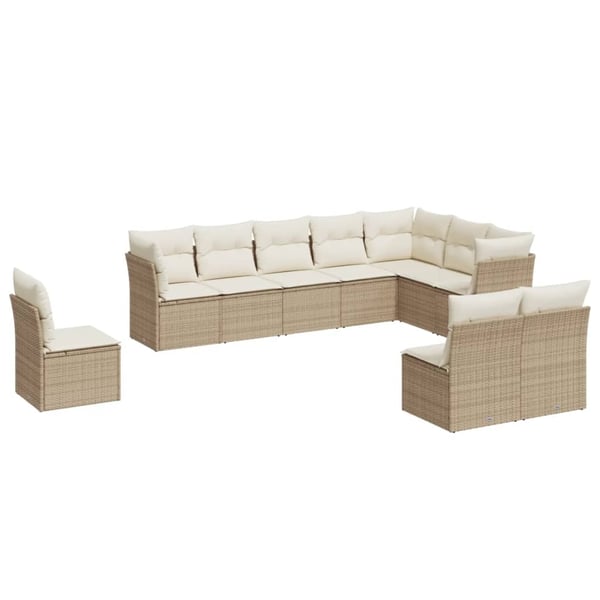 vidaXL sofasæt til haven 10 dele med hynder polyrattan beige