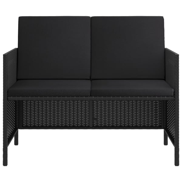 vidaXL spisebordssæt til haven 6 dele med hynder polyrattan sort