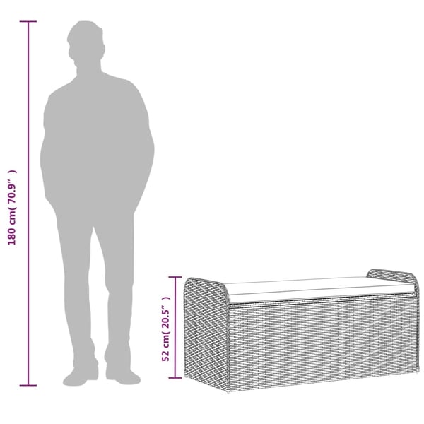 vidaXL opbevaringsbænk med hynde 115x51x52 cm polyrattan grå