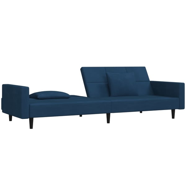 vidaXL Bäddsoffa 2-sits med två kuddar blå sammet