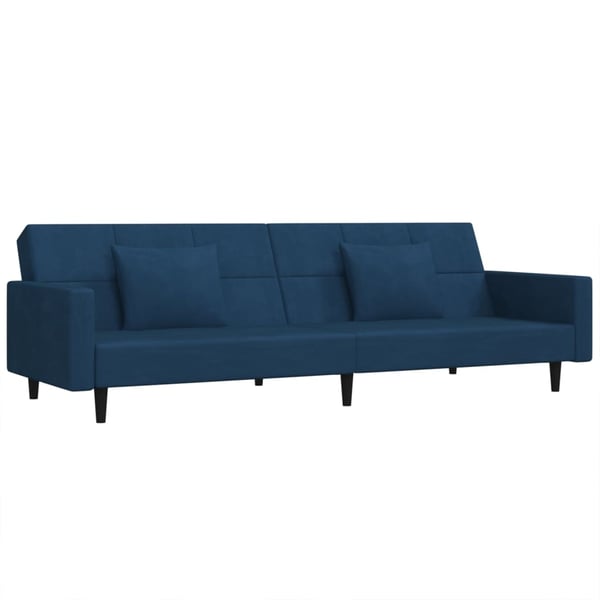 vidaXL Bäddsoffa 2-sits med två kuddar blå sammet