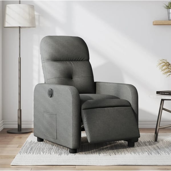 vidaXL eldrevet lænestol stof mørkegrå
