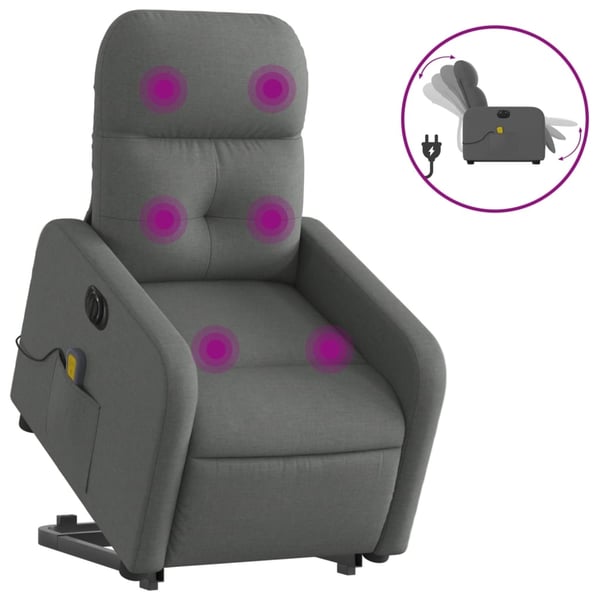vidaXL elektrisk massagestol med løftefunktion stof mørkegrå