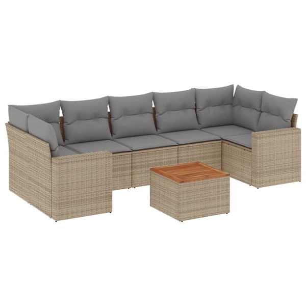 vidaXL sofasæt til haven 8 dele med hynder polyrattan beige