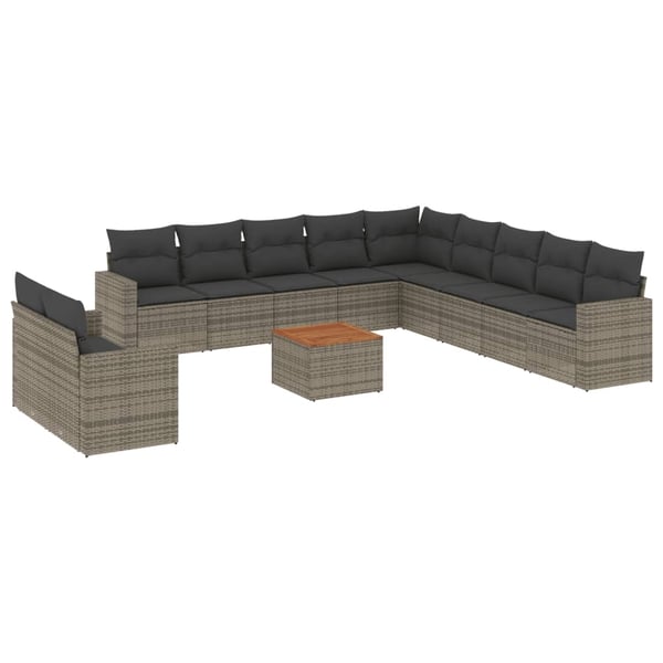 vidaXL sofasæt til haven 12 dele med hynder polyrattan grå