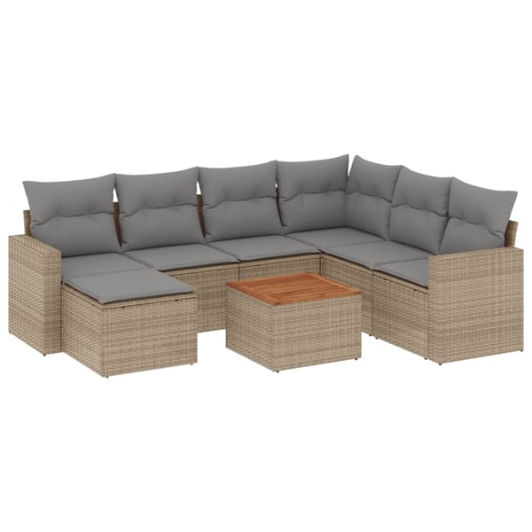 vidaXL sofasæt til haven 8 dele med hynder polyrattan beige