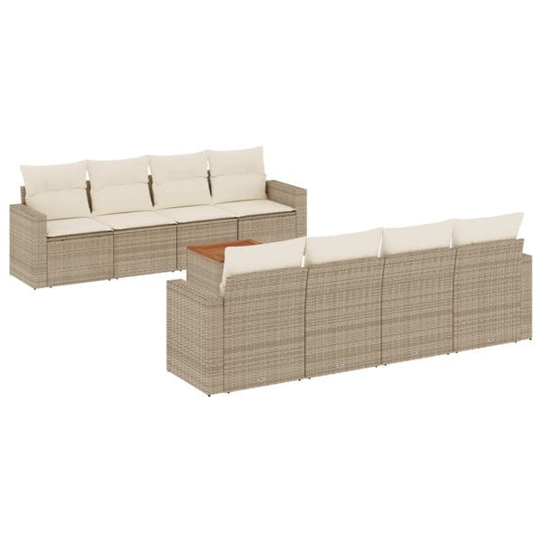 vidaXL sofasæt til haven 9 dele med hynder polyrattan beige
