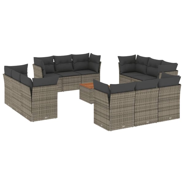 vidaXL sofasæt til haven 13 dele med hynder polyrattan grå