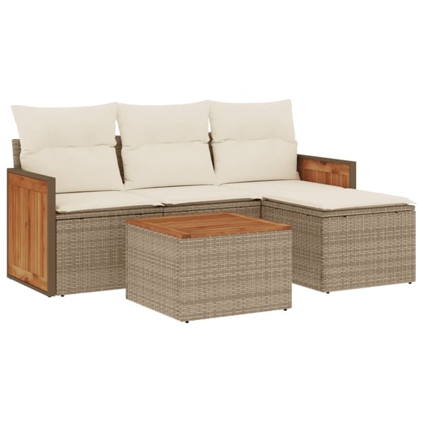 vidaXL sofasæt til haven 5 dele med hynder polyrattan beige