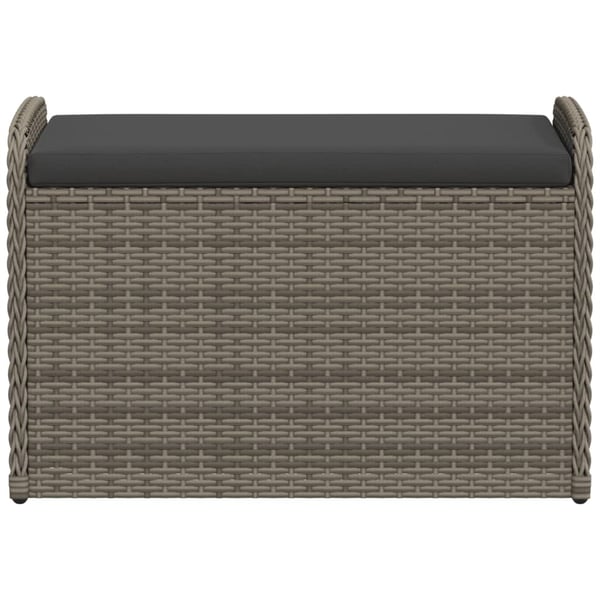 vidaXL opbevaringsbænk med hynde 80x51x52 cm polyrattan grå