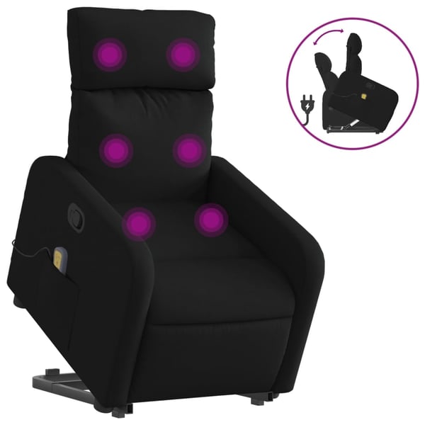 vidaXL løftestol med massage stof sort