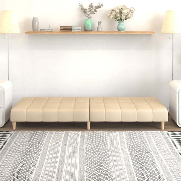 vidaXL Bäddsoffa 2-sits gräddvit tyg