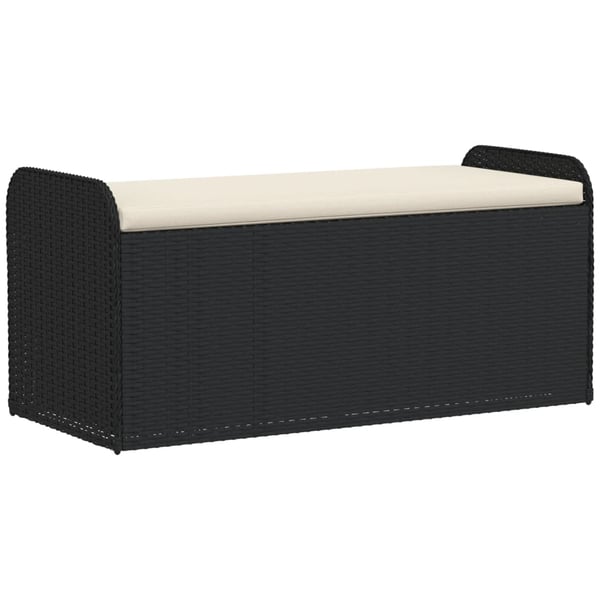 vidaXL opbevaringsbænk med hynde 115x51x52 cm polyrattan sort