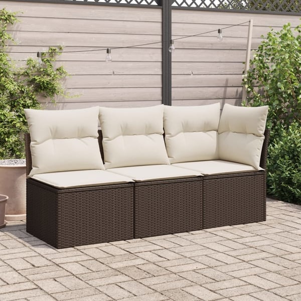 vidaXL hjørnemodul til havesofa med hynder polyrattan brun