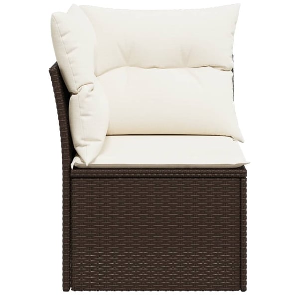 vidaXL hjørnemodul til havesofa med hynder polyrattan brun