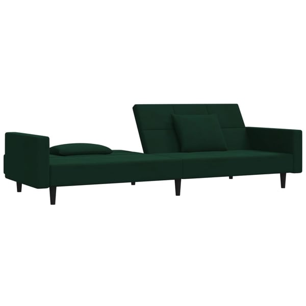 vidaXL Bäddsoffa 2-sits med två kuddar mörkgrön sammet