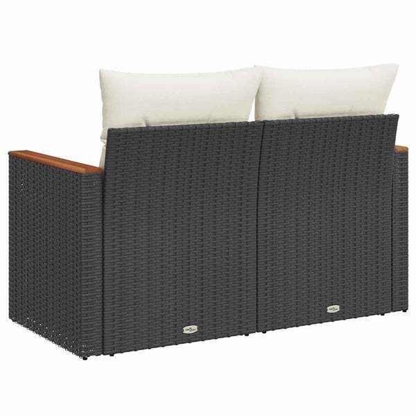 vidaXL 2-personers havesofa med hynder polyrattan sort