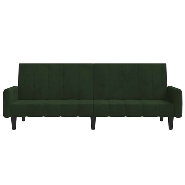 vidaXL Bäddsoffa 2-sits mörkgrön sammet