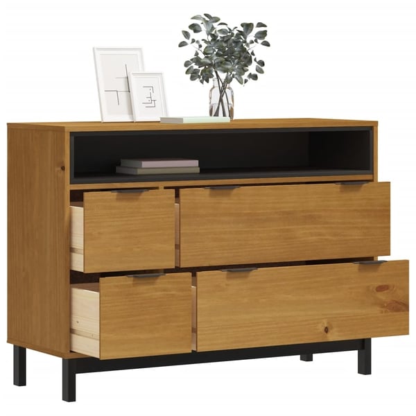 vidaXL Kommode FLAM 110x40x80 cm heltre furu