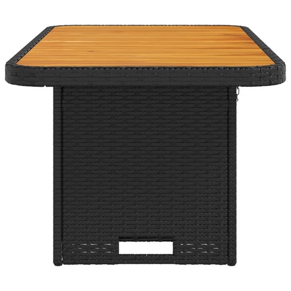 vidaXL Puutarhapöytä musta 90x55x71 cm polyrottinki ja akasiapuu