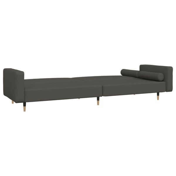 vidaXL Bäddsoffa 2-sits med två kuddar mörkgrå sammet
