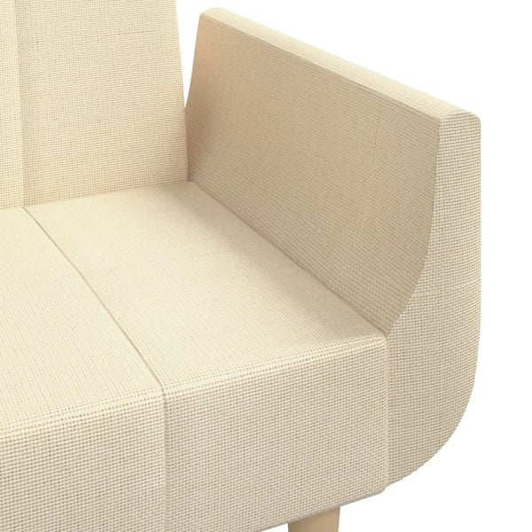vidaXL Bäddsoffa 2-sits med två kuddar gräddvit tyg